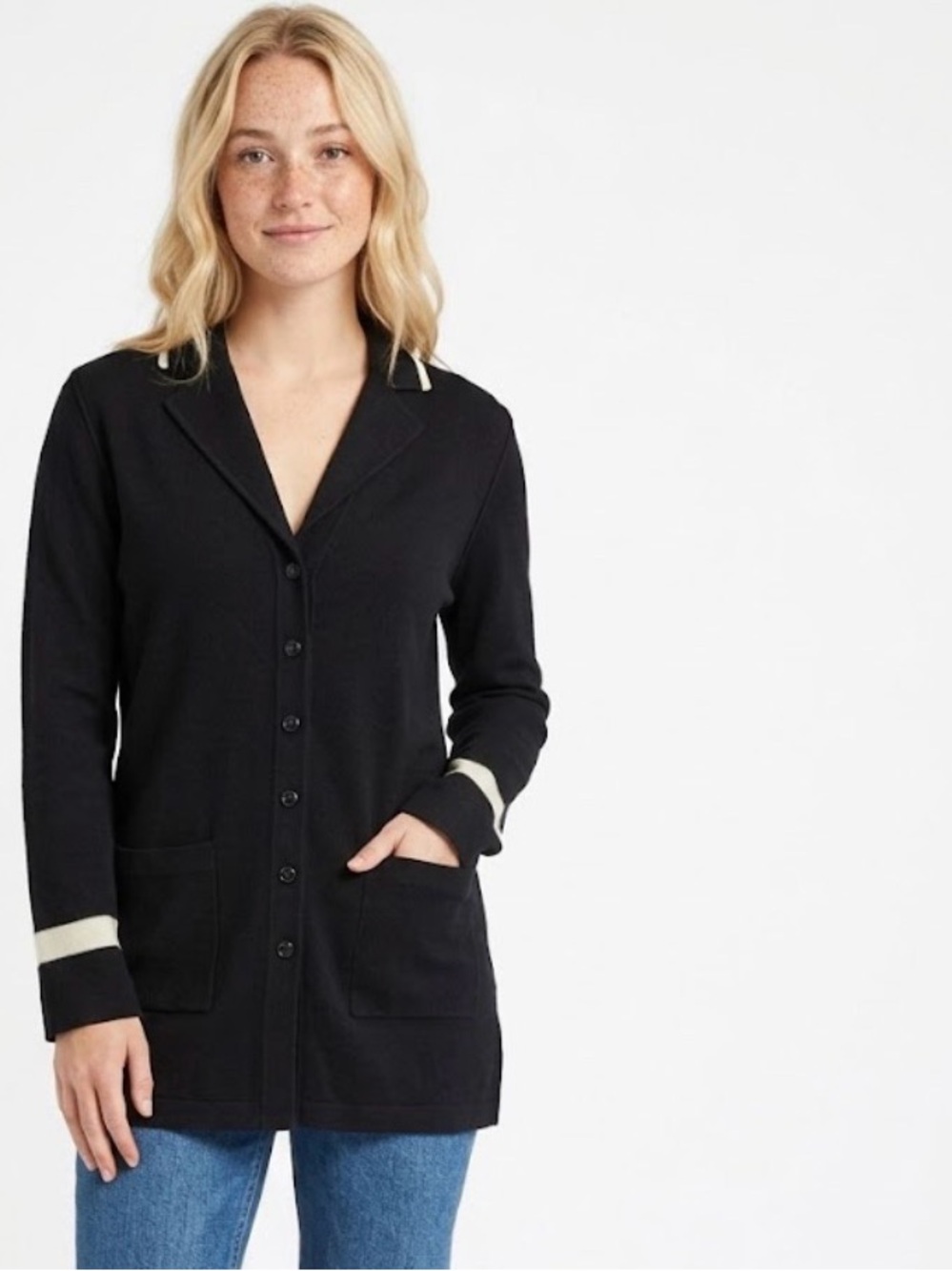 Sonia Rykiel Vintage Black and Cream Cardigan Sweater - Size 40 (US 8/10)